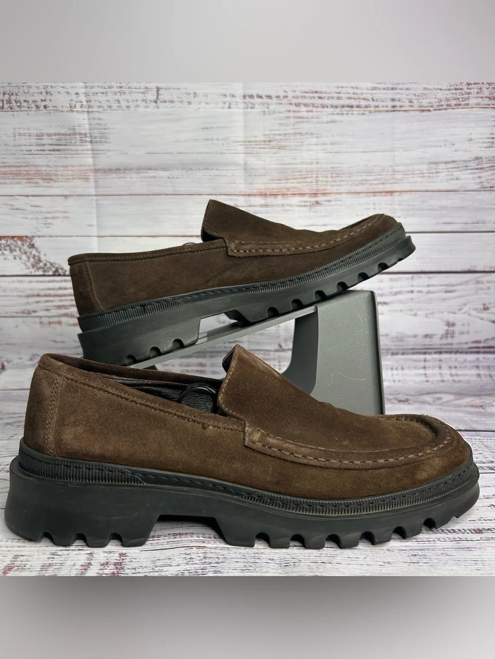 To Boot New York Adam Derrick Brown Suede Lug Sole Loafers Men’s 9.5 PLEASE READ